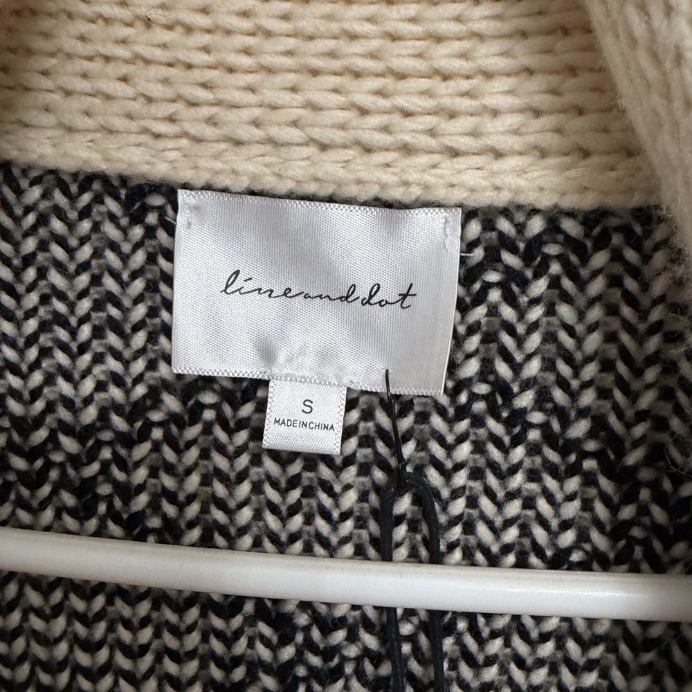 LINE&DOT Elise Knit Cardigan in Natural & Black women’s size small with pockets - Picture 3 of 9